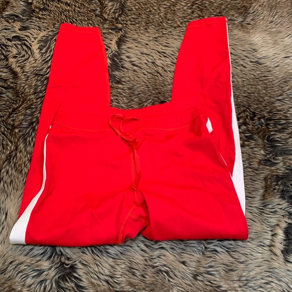 Spiritual gangster, red joggers/leggings with white sparkly stripe down each leg - Picture 1 of 8